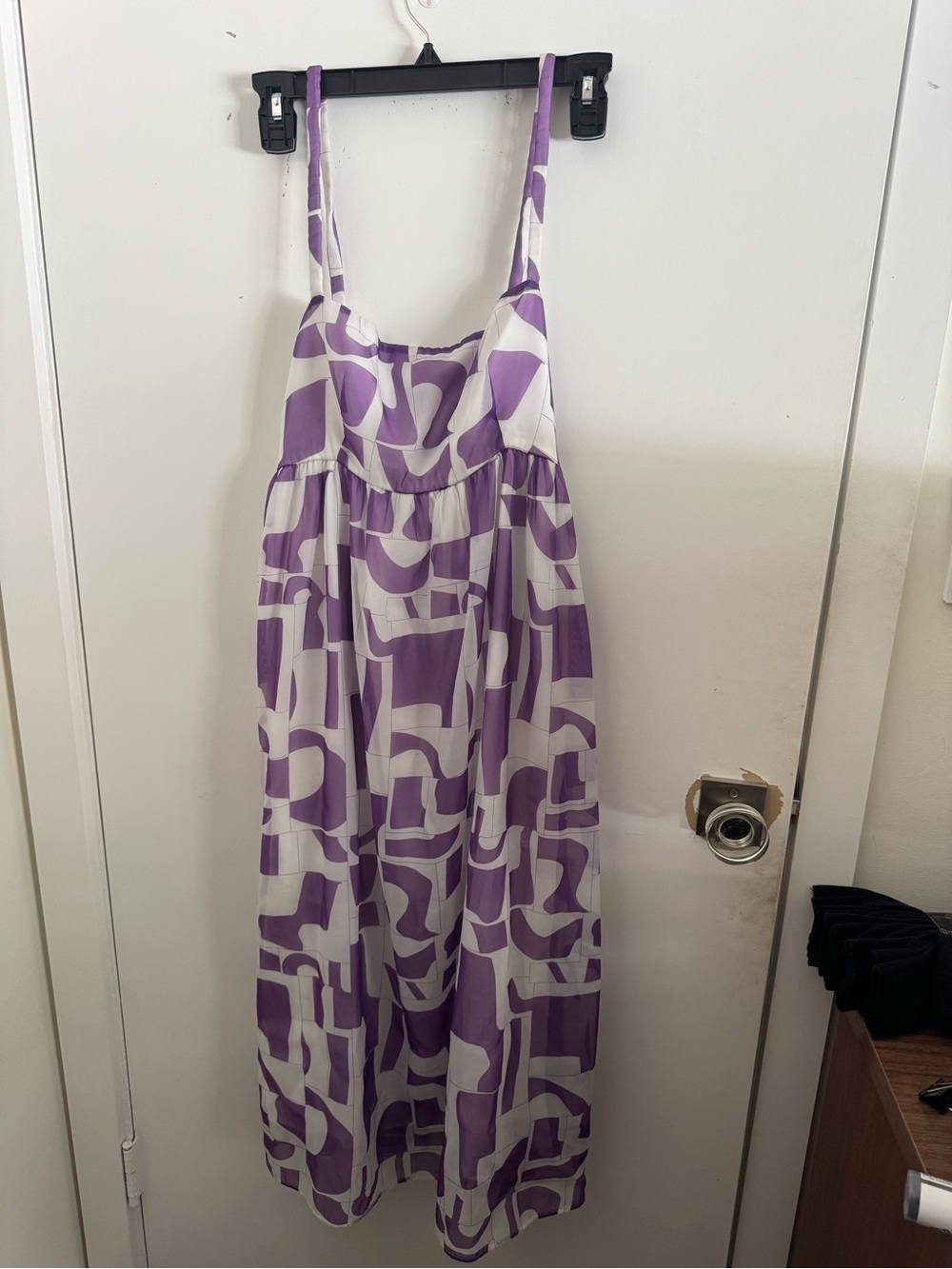 Purple & White Geometric midi Sundress